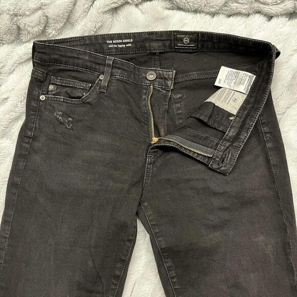 Adriano Goldschmied Jeans Womens 28R Black The Middi Ankle Mid Rise Denim - Picture 2 of 14
